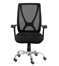 Medium Back Revolving Office Executive Chair With Tilt Mechanism, Height Adjustment, Black Color Fabric & Mesh, Chrome Base, Fixed Arm, Ergonomic, Warranty: 12 Months